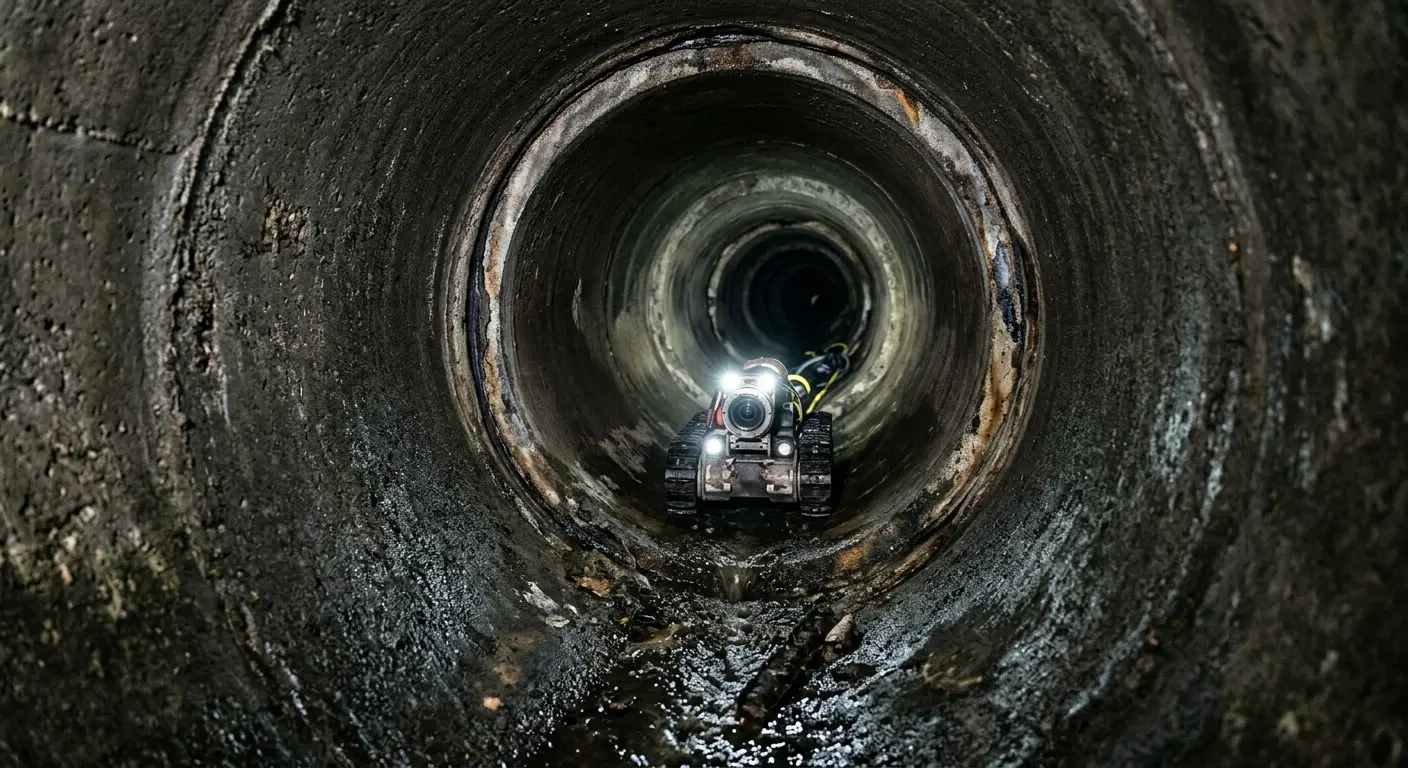 Robotic sewer camera inspecting pipe interior for Drain Snake Service in Hatboro